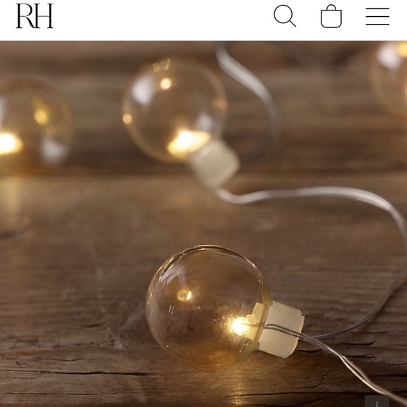 RH NORTHERN STARLIT CLEAR GLASS STRING LIGHTS 50’ - Picture 3 of 16